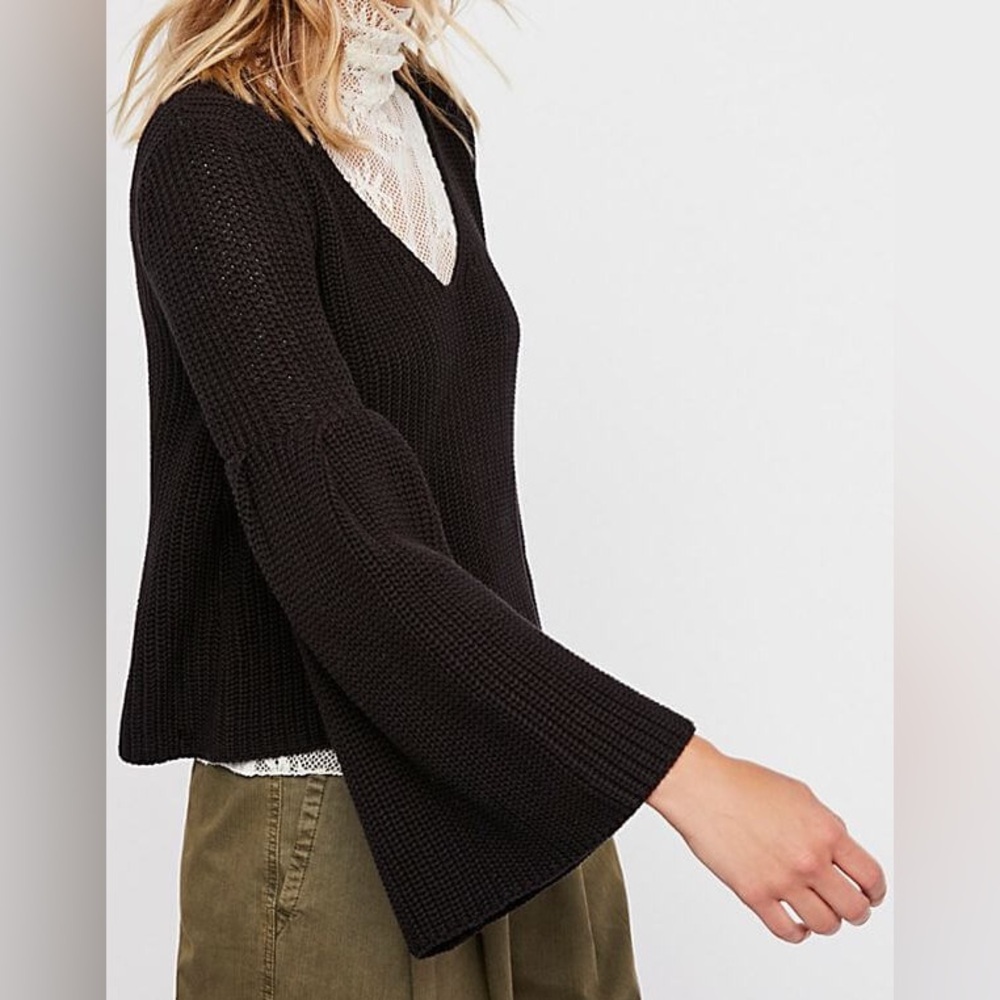 Free People Damsel bell sleeved cotton sweater - Picture 4 of 9